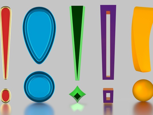 Ausrufezeichen in verschiedenen Formen und Farben